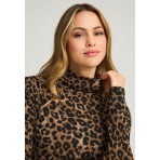 Funky Buddha Animal Print Μπλούζα Με Ψηλό Λαιμό Γυναικεία (FBL012-112-07-CHESTNUT)