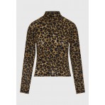 Funky Buddha Animal Print Μπλούζα Με Ψηλό Λαιμό Γυναικεία (FBL012-112-07-CHESTNUT)