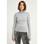 Funky Buddha Γυναικεία Μακρυμάνικη Πλεκτή Μπλούζα Ζιβάγκο Γκρι