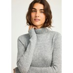 Funky Buddha Γυναικεία Μακρυμάνικη Πλεκτή Μπλούζα Ζιβάγκο Γκρι