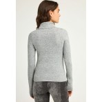 Funky Buddha Γυναικεία Μακρυμάνικη Πλεκτή Μπλούζα Ζιβάγκο Γκρι