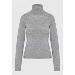 Funky Buddha Γυναικεία Μακρυμάνικη Πλεκτή Μπλούζα Ζιβάγκο Γκρι