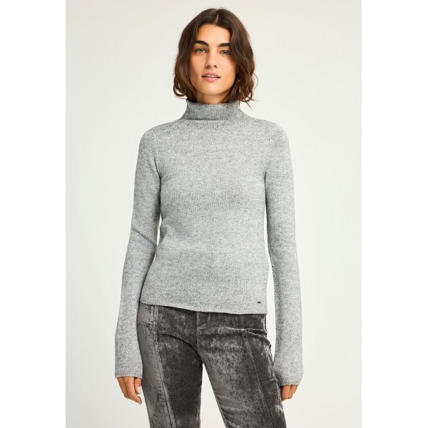 Funky Buddha Sequins Μπλούζα Με Ψηλό Λαιμό Γυναικεία (FBL012-112-09-GREY)