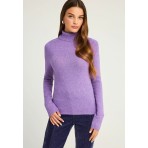 Funky Buddha Γυναικεία Μακρυμάνικη Πλεκτή Μπλούζα Ζιβάγκο Μωβ