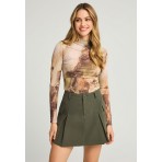 Funky Buddha Marble Print Μπλούζα Με Ψηλό Λαιμό Γυναικεία (FBL012-112-17-MULTI)