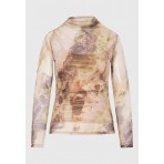 Funky Buddha Marble Print Μπλούζα Με Ψηλό Λαιμό Γυναικεία (FBL012-112-17-MULTI)