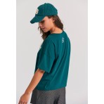 Funky Buddha Cotton With Varsity Logo T-Shirt Γυναικείο (FBL012-114-04-DARK-SEA)