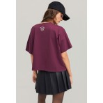 Funky Buddha Γυναικεία Μπλούζα Με Κοντό Μανίκι Και Τύπωμα (FBL012-114-04-MERLOT)