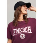 Funky Buddha Γυναικεία Μπλούζα Με Κοντό Μανίκι Και Τύπωμα (FBL012-114-04-MERLOT)