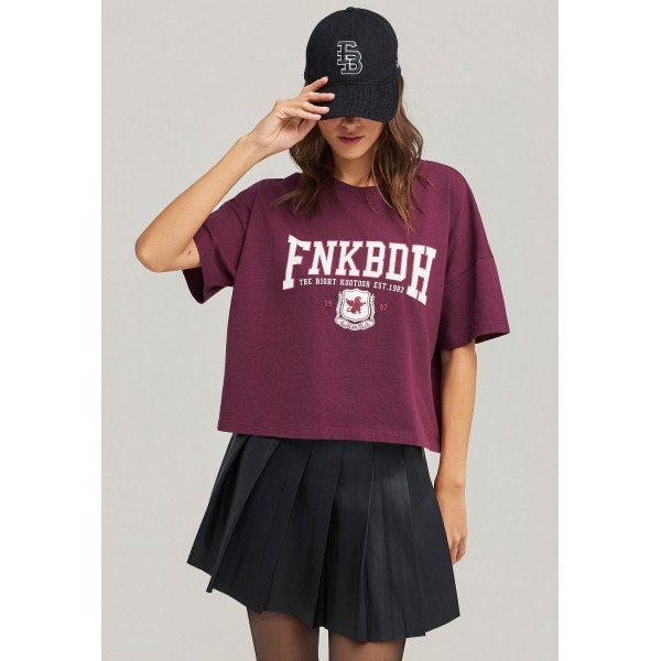 Funky Buddha Varsity Logo T-Shirt Γυναικείο (FBL012-114-04-MERLOT)