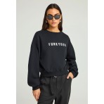 Funky Buddha Γυναικείo Φούτερ με Λαιμόκοψη Μαύρο