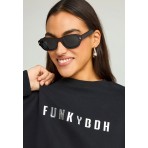 Funky Buddha Γυναικείo Φούτερ με Λαιμόκοψη Μαύρο