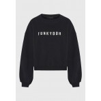 Funky Buddha Γυναικείo Φούτερ με Λαιμόκοψη Μαύρο