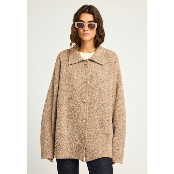 Funky Buddha Ζακέτα Fleece Γυναικεία (FBL012-114-09-GREIGE)