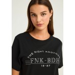 Funky Buddha Cotton Graphic T-Shirt Γυναικείο (FBL012-115-04-BLACK)
