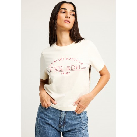 Funky Buddha Γυναικείο Κοντομάνικο T-Shirt Εκρού 