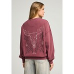 Funky Buddha Γυναικεία Μακρυμάνικη Μπλούζα με Λαιμόκοψη Σάπιο Μήλο