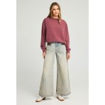 Funky Buddha Γυναικεία Μακρυμάνικη Μπλούζα με Λαιμόκοψη Σάπιο Μήλο