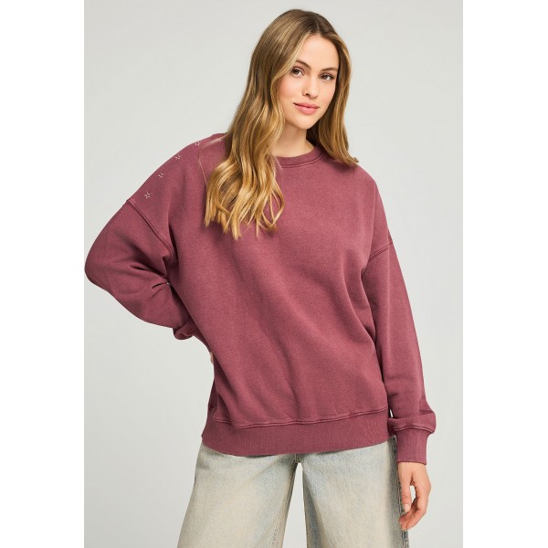 Funky Buddha Graphic Print Μπλούζα Με Λαιμόκοψη Γυναικεία (FBL012-115-06-MAROON)