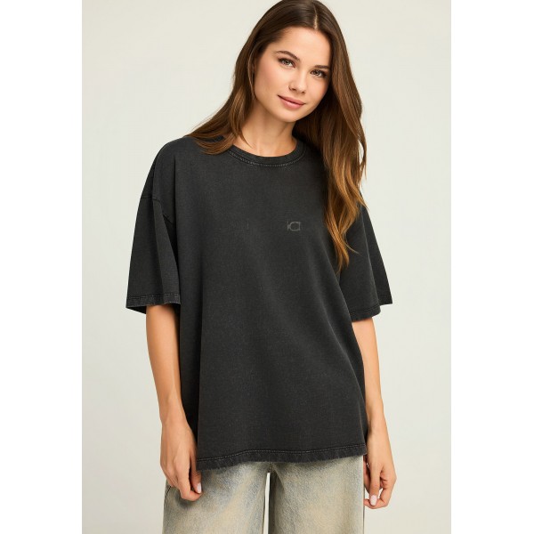 Funky Buddha Washed Effect T-Shirt Γυναικείο (FBL012-117-04-BLACK)