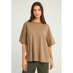 Funky Buddha Washed Effect T-Shirt Γυναικείο (FBL012-117-04-HAZELNUT)