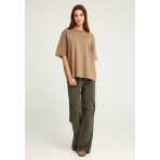 Funky Buddha Washed Effect T-Shirt Γυναικείο (FBL012-117-04-HAZELNUT)