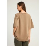 Funky Buddha Washed Effect T-Shirt Γυναικείο (FBL012-117-04-HAZELNUT)