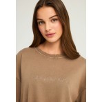Funky Buddha Washed Effect T-Shirt Γυναικείο (FBL012-117-04-HAZELNUT)