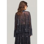 Funky Buddha Ruffle Hem Μπλούζα Με Ψηλό Λαιμό Γυναικεία (FBL012-117-17-BLACK)