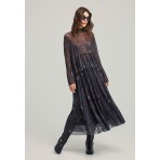 Funky Buddha Ruffle Hem Μπλούζα Με Ψηλό Λαιμό Γυναικεία (FBL012-117-17-BLACK)