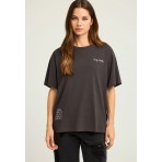 Funky Buddha Text Artwork T-Shirt Γυναικείο (FBL012-118-04-ANTHRACITE)