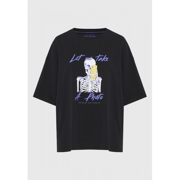 Funky Buddha Graphic Print Let Me Take A Photo T-Shirt Γυναικείο (FBL012-119-04-BLACK)