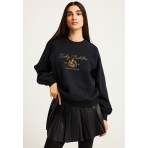 Funky Buddha Embroidered Design Γυναικεία Μακρυμάνικη Μπλούζα Μαύρη