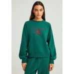 Funky Buddha Embroidered Design Μπλούζα Με Λαιμόκοψη Γυναικεία (FBL012-119-06-DEEP-EMERALD)