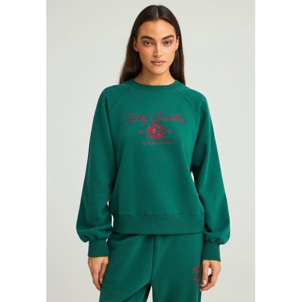 Funky Buddha Embroidered Design Μπλούζα Με Λαιμόκοψη Γυναικεία (FBL012-119-06-DEEP-EMERALD)