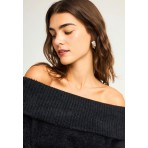 Funky Buddha Off Shoulder Teddy Πουλόβερ Γυναικείο (FBL012-120-09-BLACK)