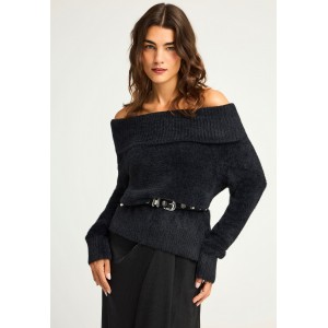 Funky Buddha Off Shoulder Teddy Πουλόβερ Γυναικείο (FBL012-120-09-BLACK)