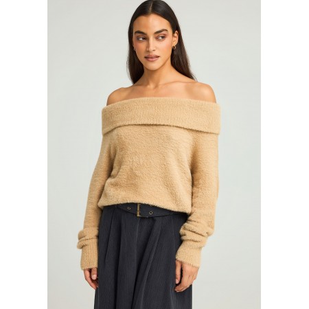 Funky Buddha Off Shoulder Teddy Πουλόβερ Γυναικείο 