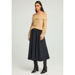 Funky Buddha Corduroy Φούστα Μidi Γυναικεία (FBL012-120-14-ANTHRACITE)