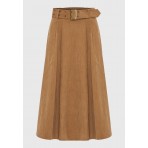 Funky Buddha Corduroy Φούστα Μidi Γυναικεία (FBL012-120-14-HAZELNUT)