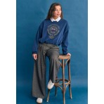 Funky Buddha High-Waist Checkered Παντελόνα Γυναικεία (FBL012-121-02-NAVY)