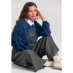 Funky Buddha High-Waist Checkered Παντελόνα Γυναικεία (FBL012-121-02-NAVY)