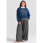Funky Buddha High-Waist Checkered Παντελόνα Γυναικεία (FBL012-121-02-NAVY)