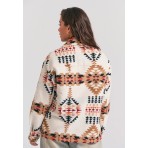 Funky Buddha Overshirt With Pattern Πουκάμισο Μακρυμάνικο Γυναικείο (FBL012-121-05-WHITE)
