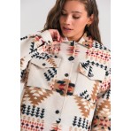 Funky Buddha Overshirt With Pattern Πουκάμισο Μακρυμάνικο Γυναικείο (FBL012-121-05-WHITE)