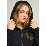 Funky Buddha Embroidered Logo Ζακέτα Βαμβακερή Γυναικεία (FBL012-121-06-BLACK)