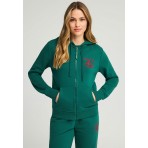 Funky Buddha Embroidered Logo Ζακέτα Βαμβακερή Γυναικεία (FBL012-121-06-DEEP-EMERALD)