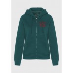 Funky Buddha Embroidered Logo Ζακέτα Βαμβακερή Γυναικεία (FBL012-121-06-DEEP-EMERALD)