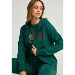Funky Buddha Embroidered Logo Ζακέτα Βαμβακερή Γυναικεία (FBL012-121-06-DEEP-EMERALD)