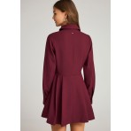Funky Buddha Collared-Neck Φόρεμα Mini Γυναικείο (FBL012-121-13-MERLOT)